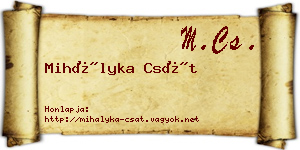 Mihályka Csát névjegykártya